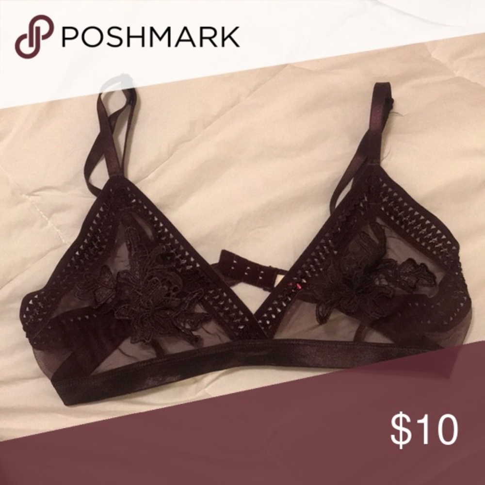 Charlotte Russe Black Lace Rose Bralette